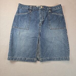 Vintage Old Navy Women's Size 12 Blue Denim Knee-length‎ Straight Skirt Y2K